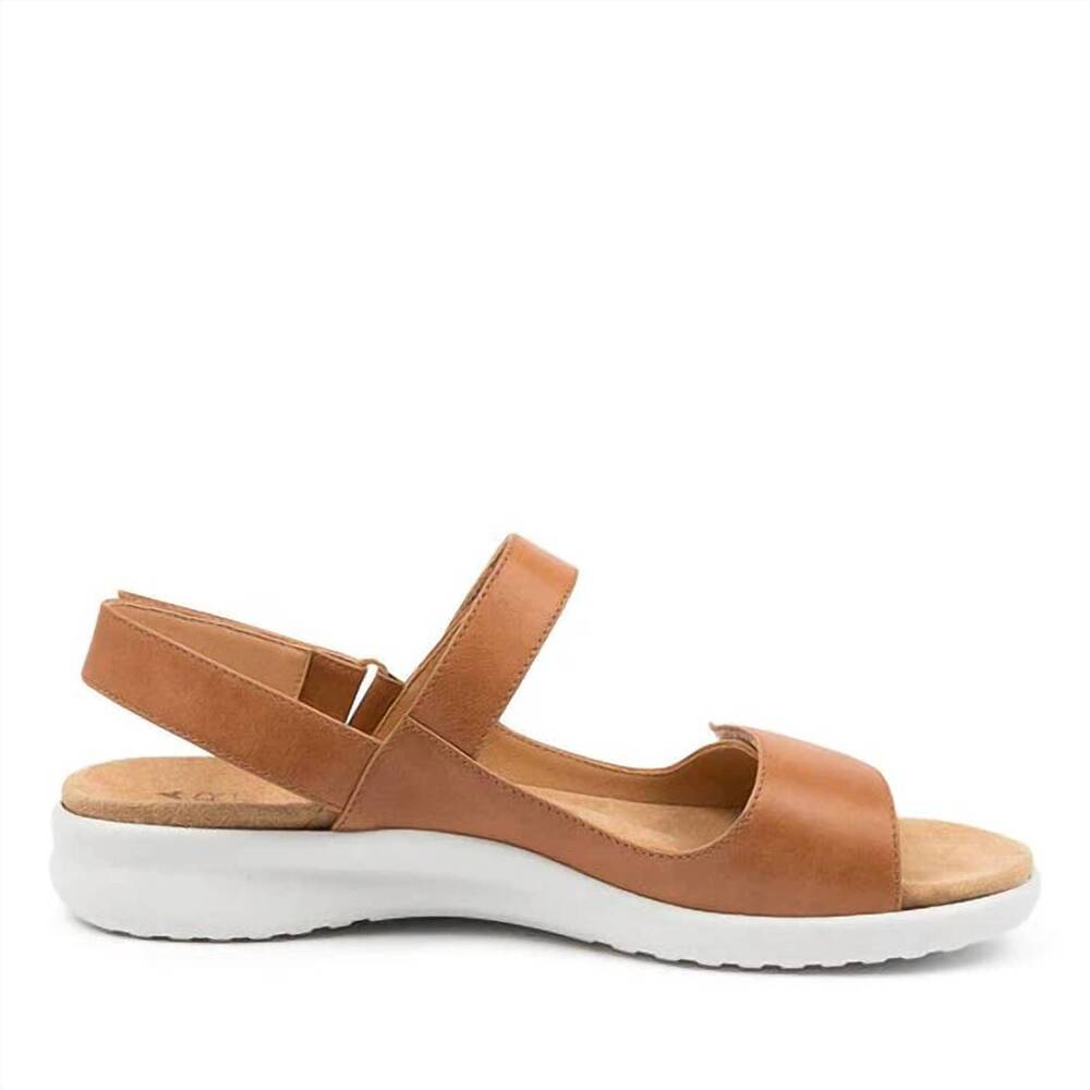 NEW ZIERA women's benji sandals - wide in tan/ white sole leather